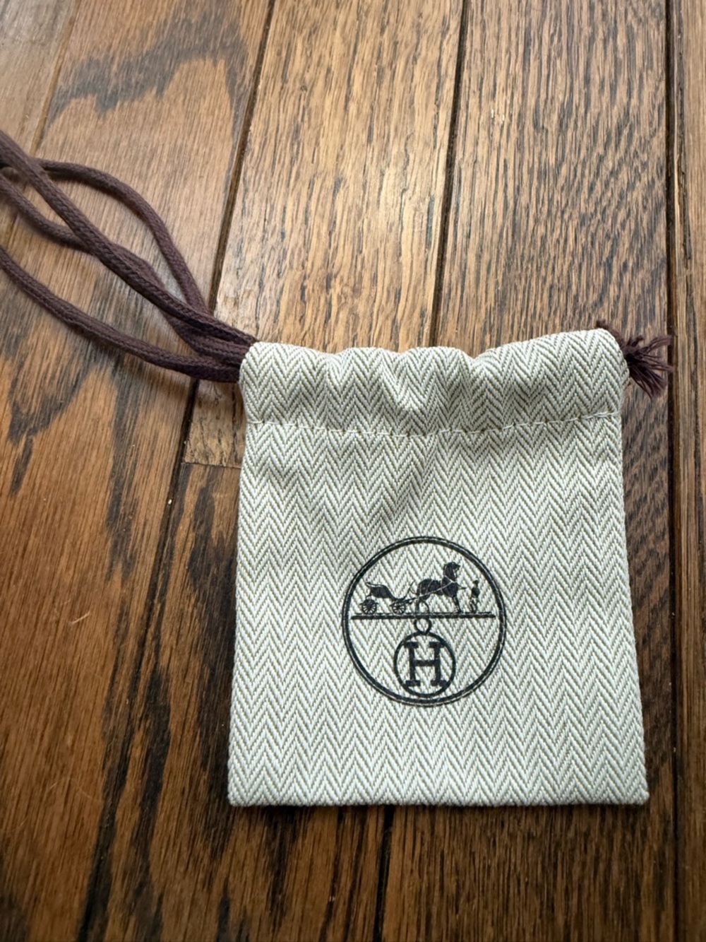 Authentic Hermes belt buckle Pouch in Cream and Brown